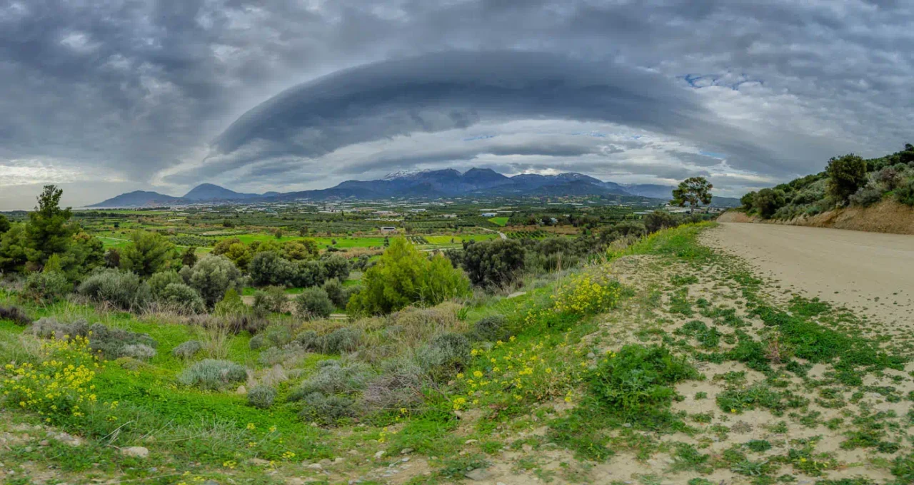 Next to Agia Triada archaeological site, with views to Psiloritis mountain and Messara plain in south Crete