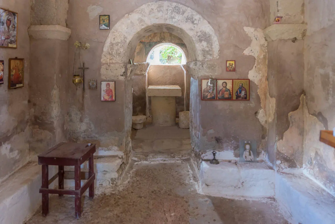 Inside Aghios Pavlos church in Aghios Ioannis, near Kamilari in south Crete