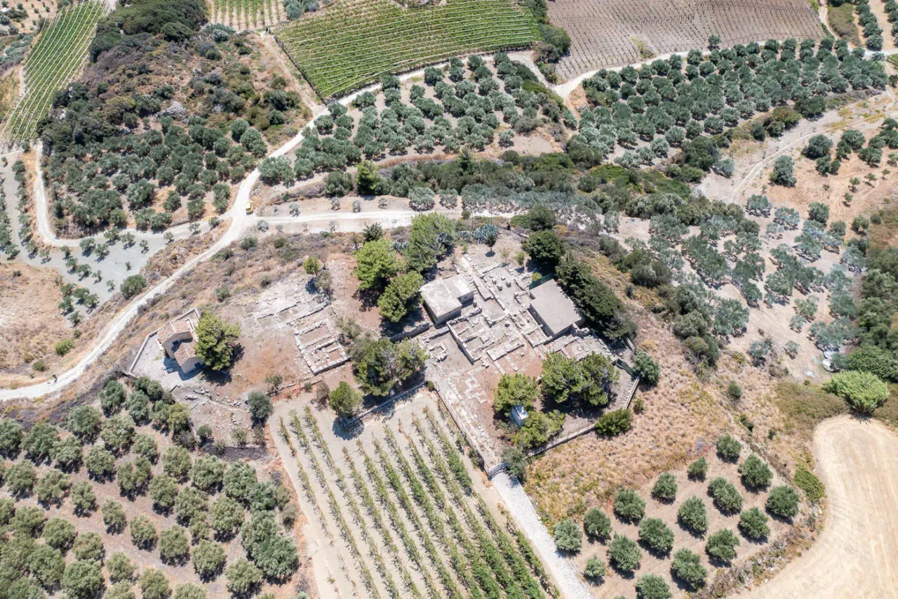 Vathypetro Minoan villa near Archanes and Giouchtas mountain in Heraklion Crete