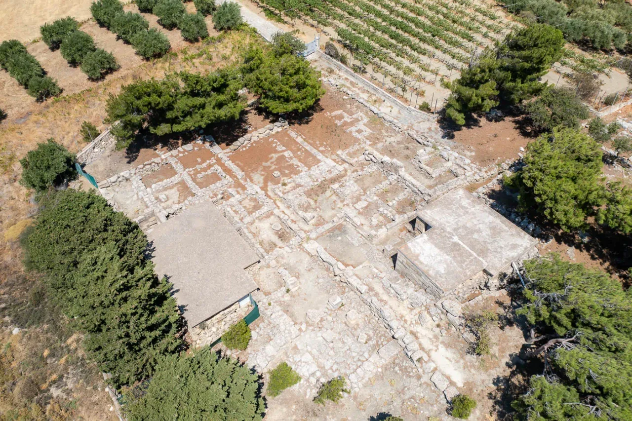 Vathypetro Minoan villa near Archanes and Giouchtas mountain in Heraklion Crete