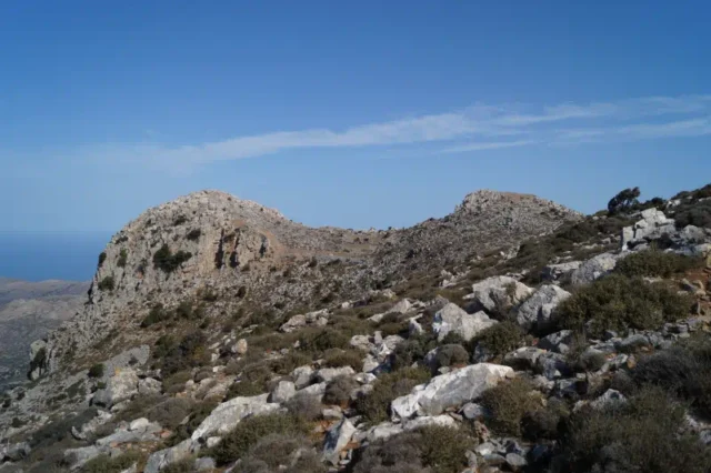 Crete: View from south on the summits Karfi (left) and Mikri Koprana (right).