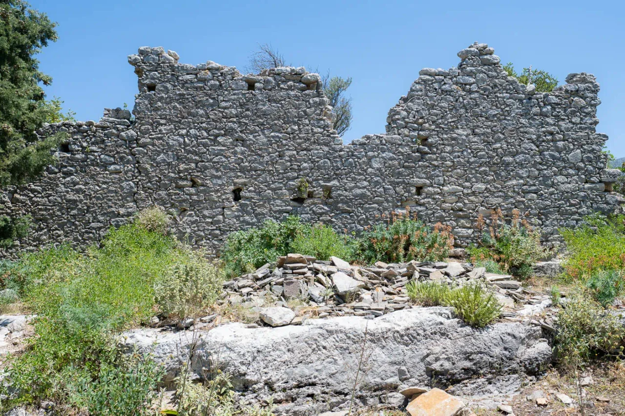 The only part of the walls that is still standing in Panokastri Koules in Mylopotamos Crete