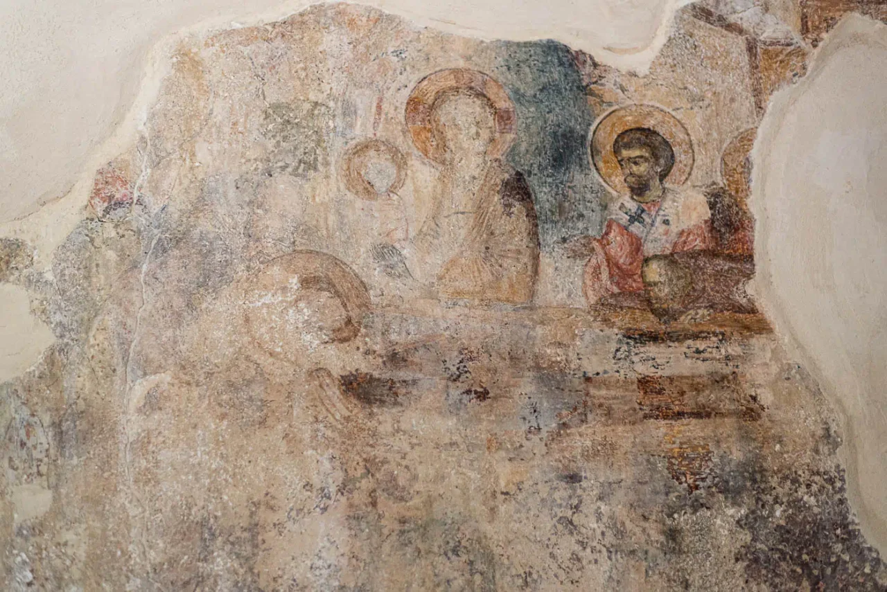 Fresco detail from Panagia Mavridiani church in Meronas of Amari Crete