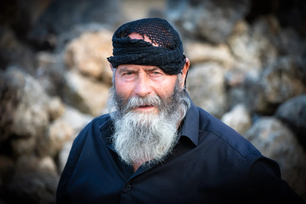 Cretan old man with the traditional Cretan turban