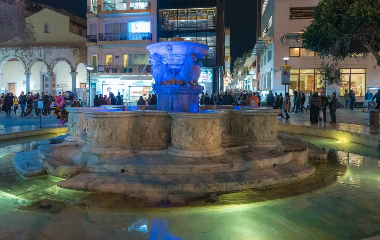 Morosini fountain in the center of Heraklion Crete