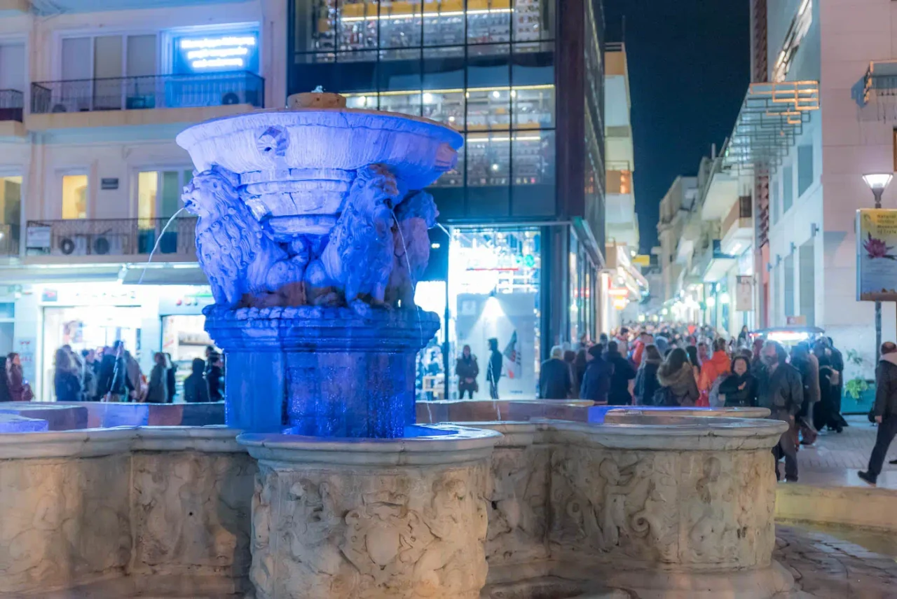 Morosini fountain in the center of Heraklion Crete