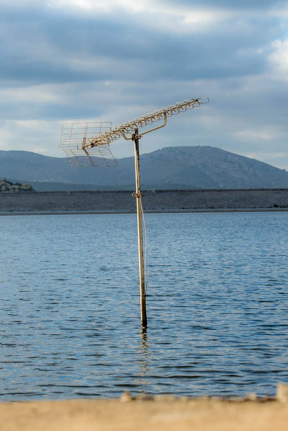 Antenna in Sfendyli, in the early stages of the flooded village many of the houses were intact