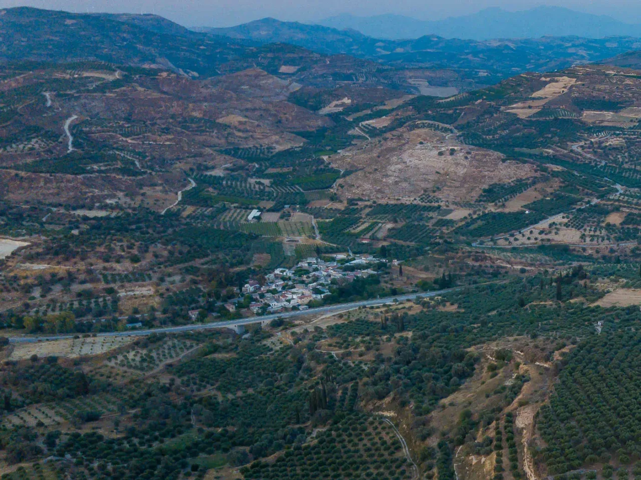 Plouti village in Messara Crete, after sunset