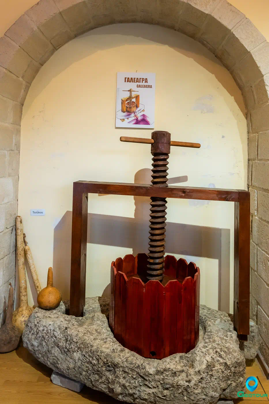 A old wine press in the Wine museum in Kainourio Chorio