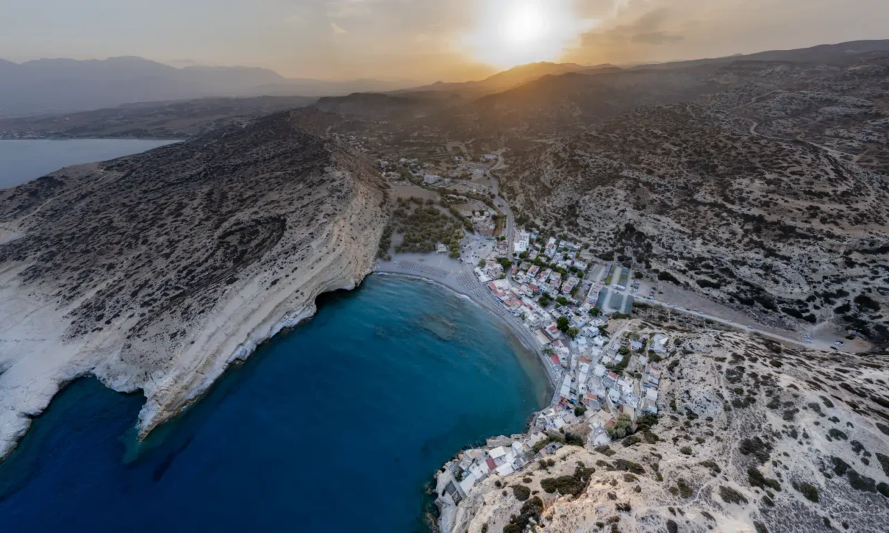 matalaMatala bay in sunrise in south Crete