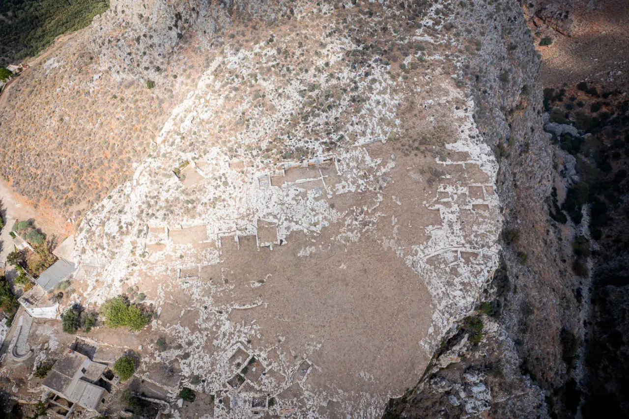 Rokka archaeological site, a top down image at the lower part of the ancient part of the city