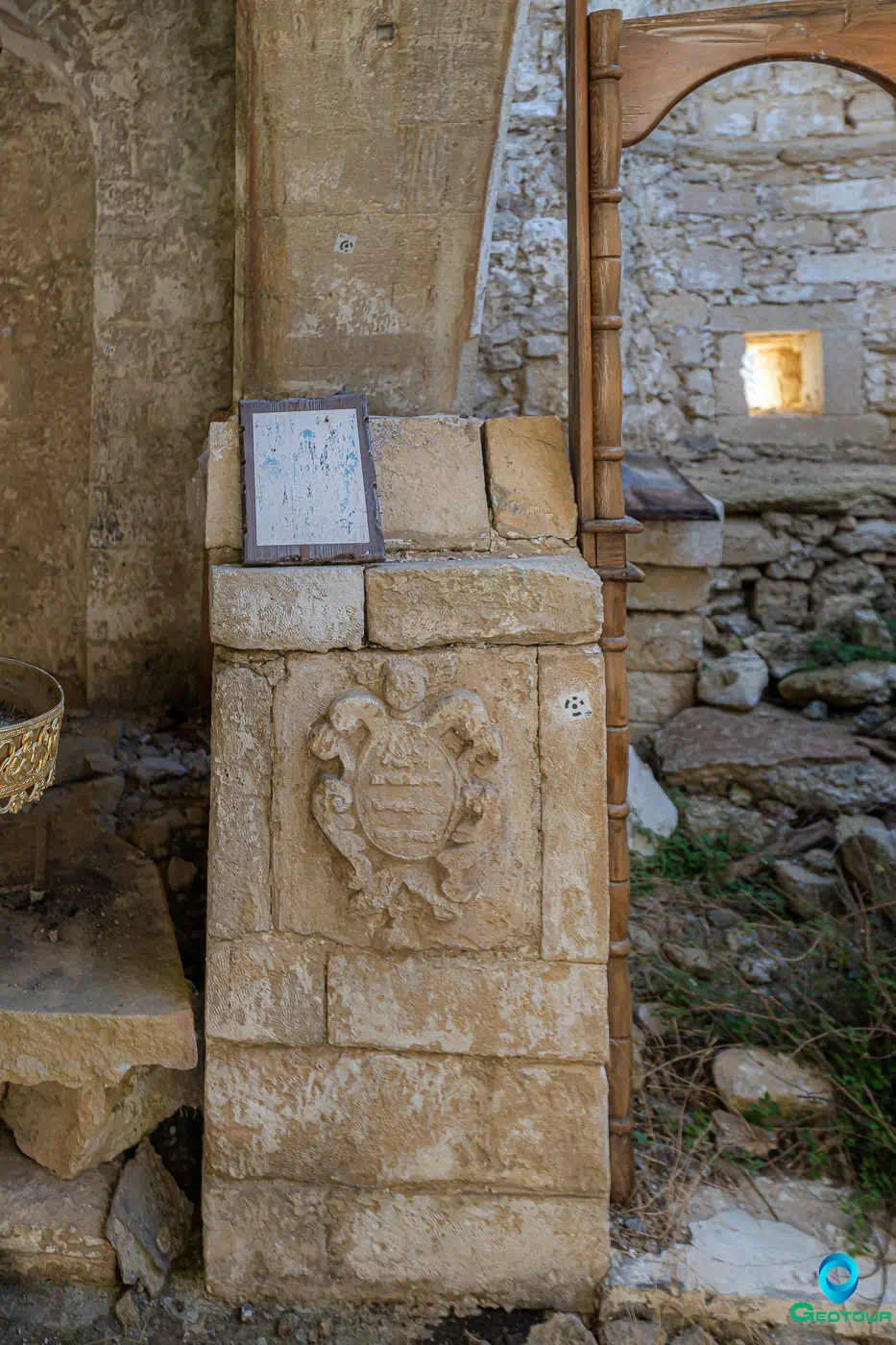 The coat of Cornaro family inside the church Agioi Apostoloi Church (Holy Apostles),