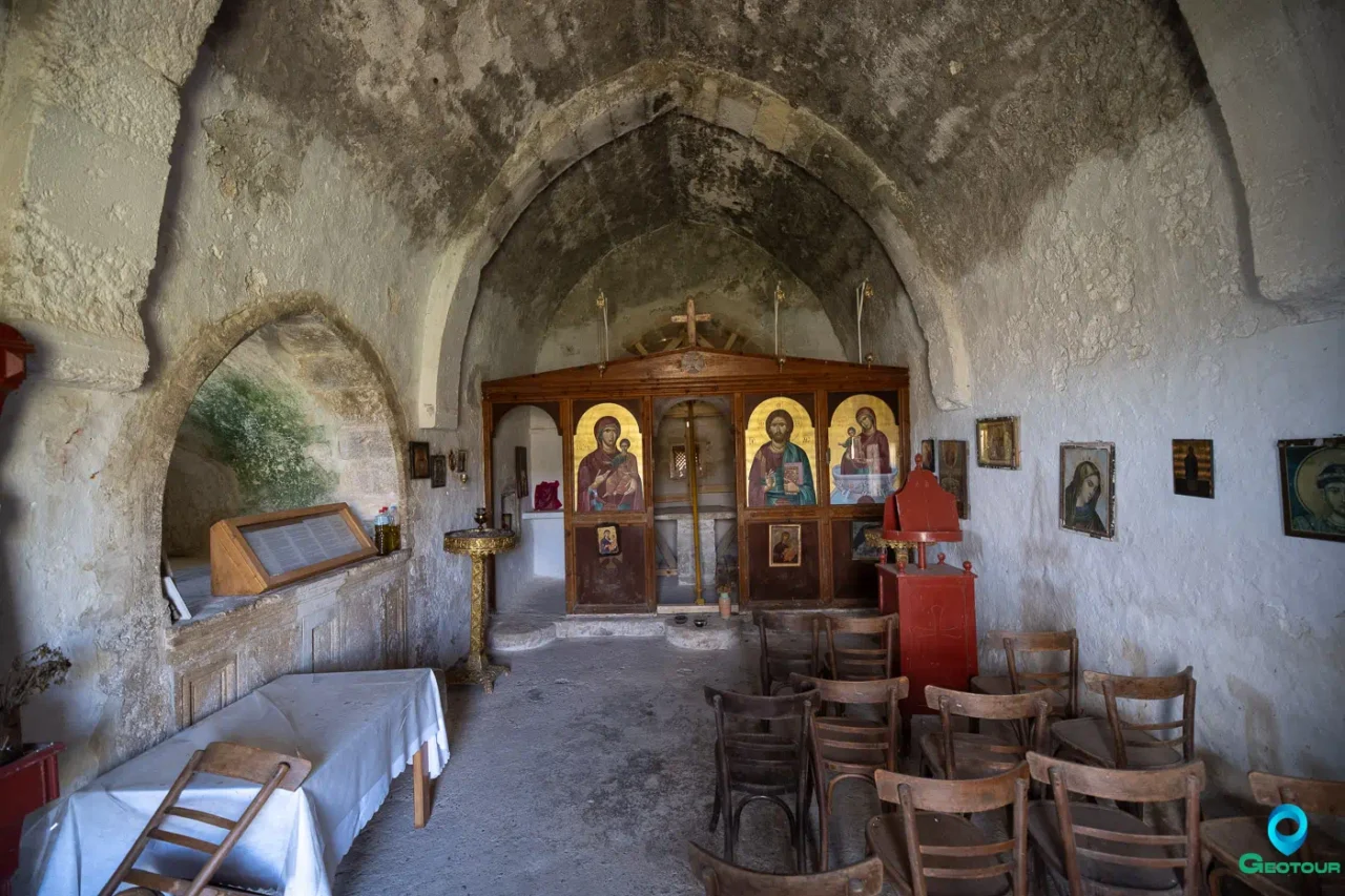 Inside Zoodochos Pigi church in Rouma abandoned village near Alagni