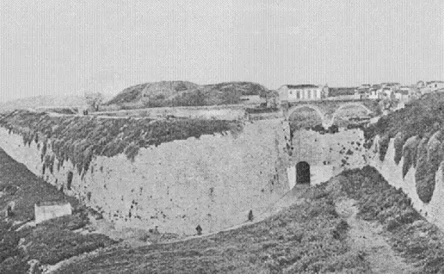 Agios Georgios (St. George) Gate and the Tris Kamares water bridge, in Heraklion Crete