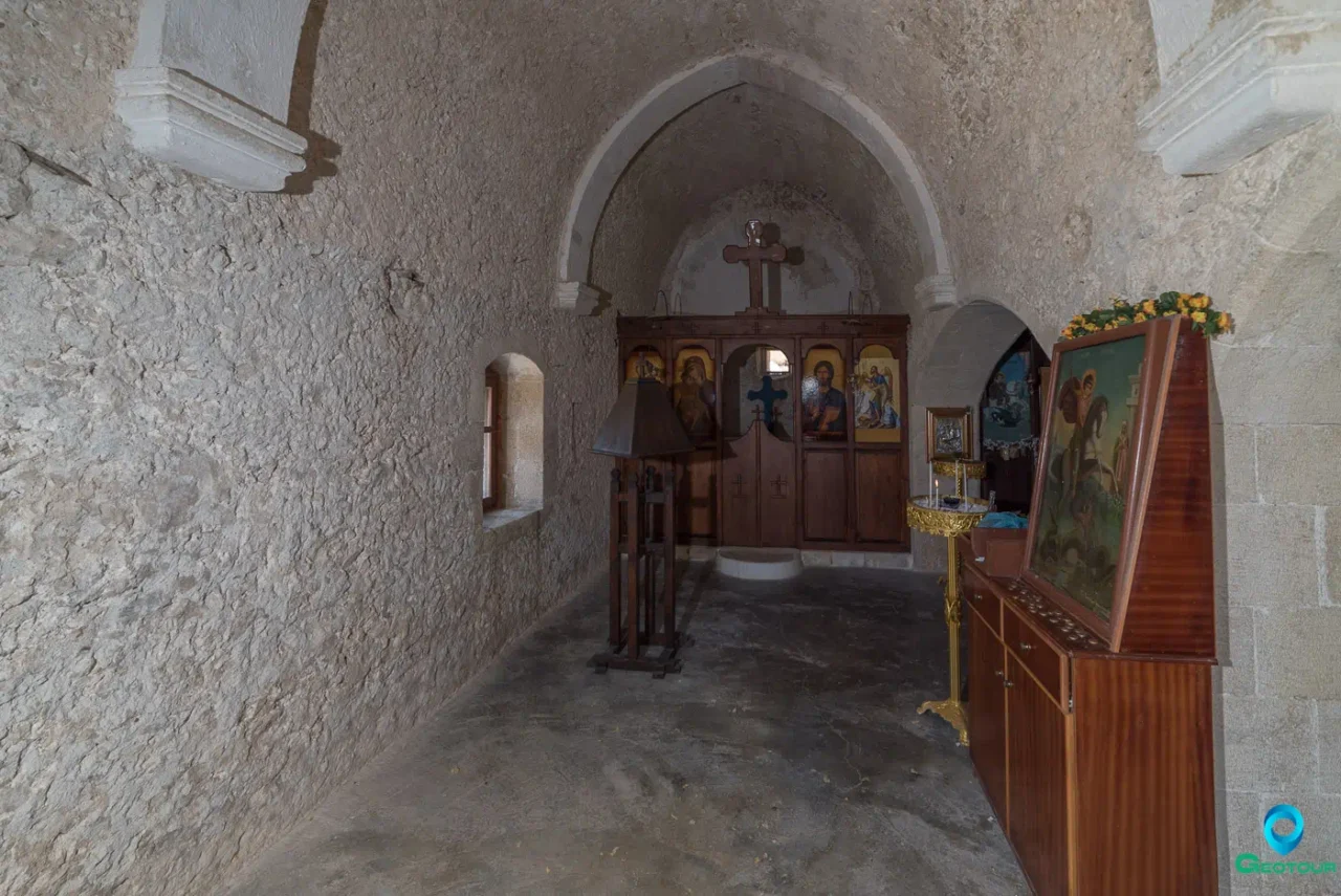 Inside the The two-aisled church of Agios Georgios (Saint George) and Panagia (Virgin Mary)