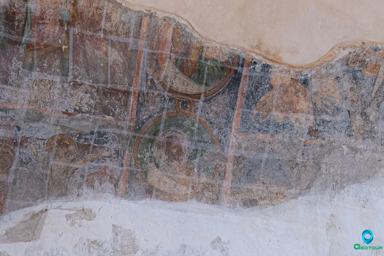 Partial frescoes underneath the paint in Agios Pavlos Monastery near Paranymfoi Asterousia