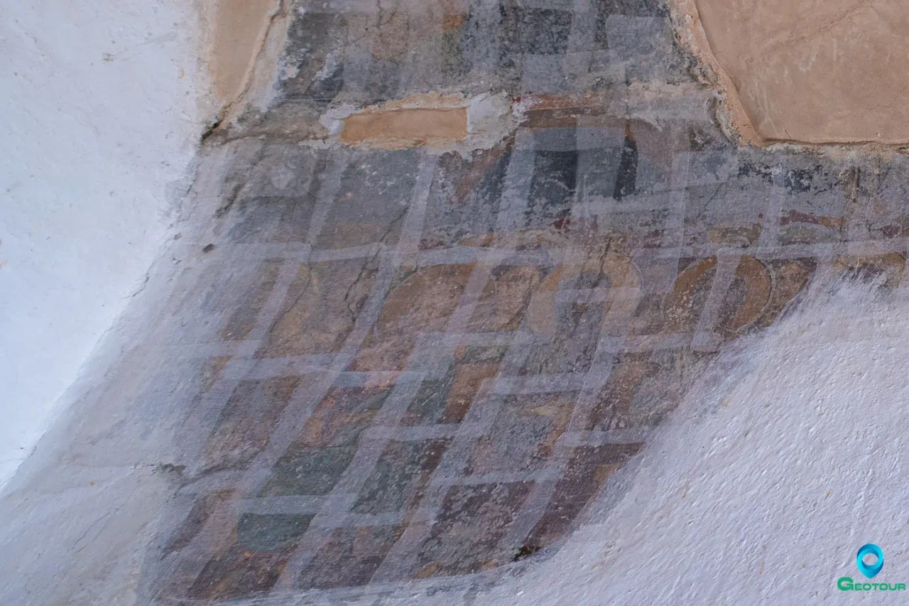 Partial frescoes underneath the paint in Agios Pavlos Monastery near Paranymfoi Asterousia